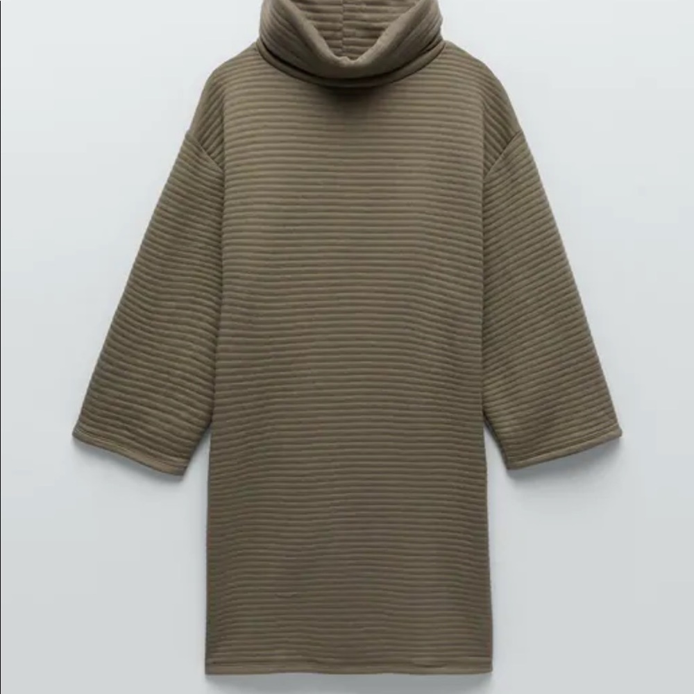 Zara Taupe Ribbed Dress